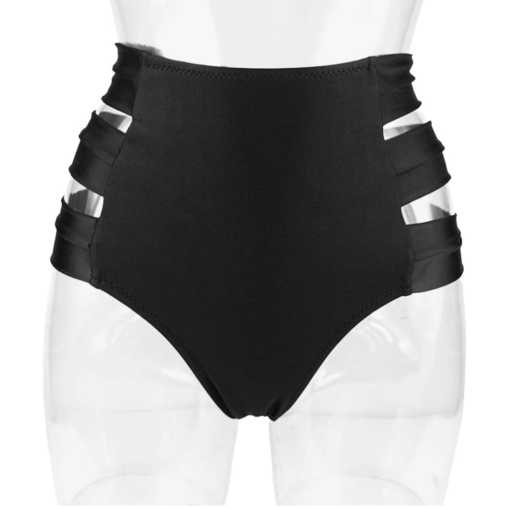 COCOSHIP Women's High Waist Wide Side Straps Bikini Bottom Scrunch Ruched Brief